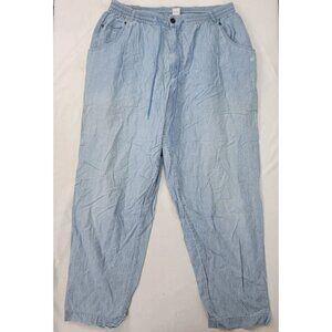 Elisabeth Women's Long Blue Pants Vintage Cotton Size 18 ~29" Inseam Lightweight